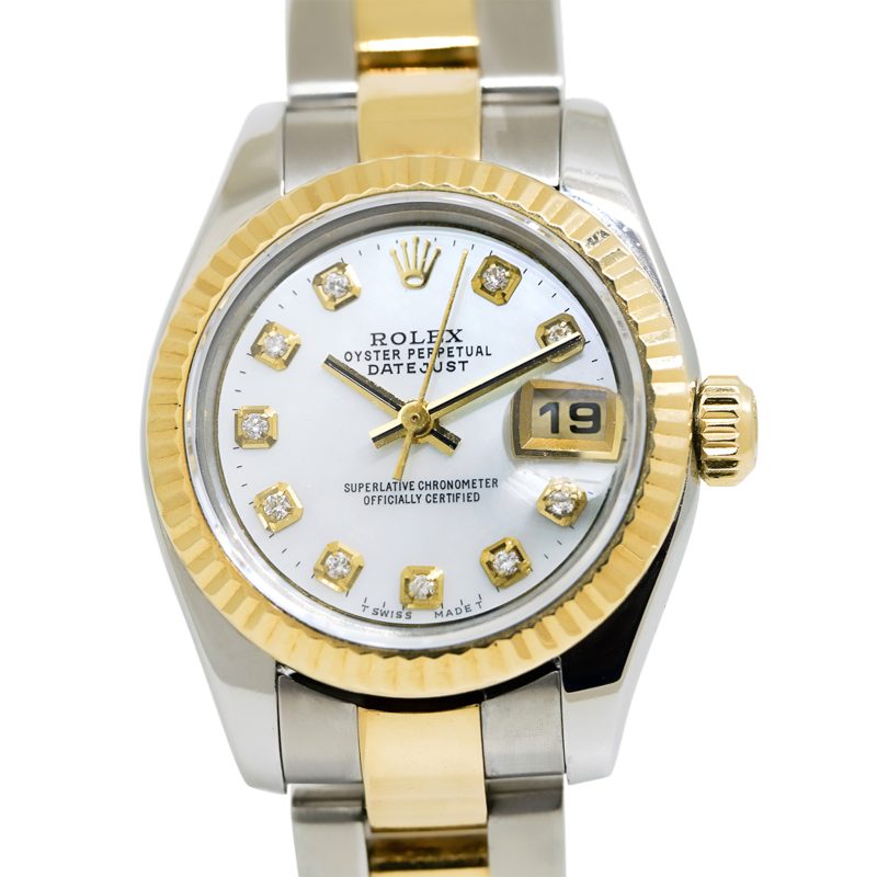 Rolex 179173 Datejust Two-Tone Mother of Pearl Diamond Dial Ladies Watch