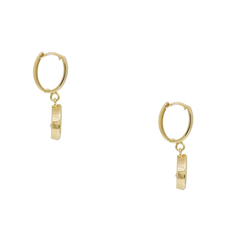 14k Yellow Gold Natural 1.94 Carat Pear-Shape Diamond Huggie Drop Earrings