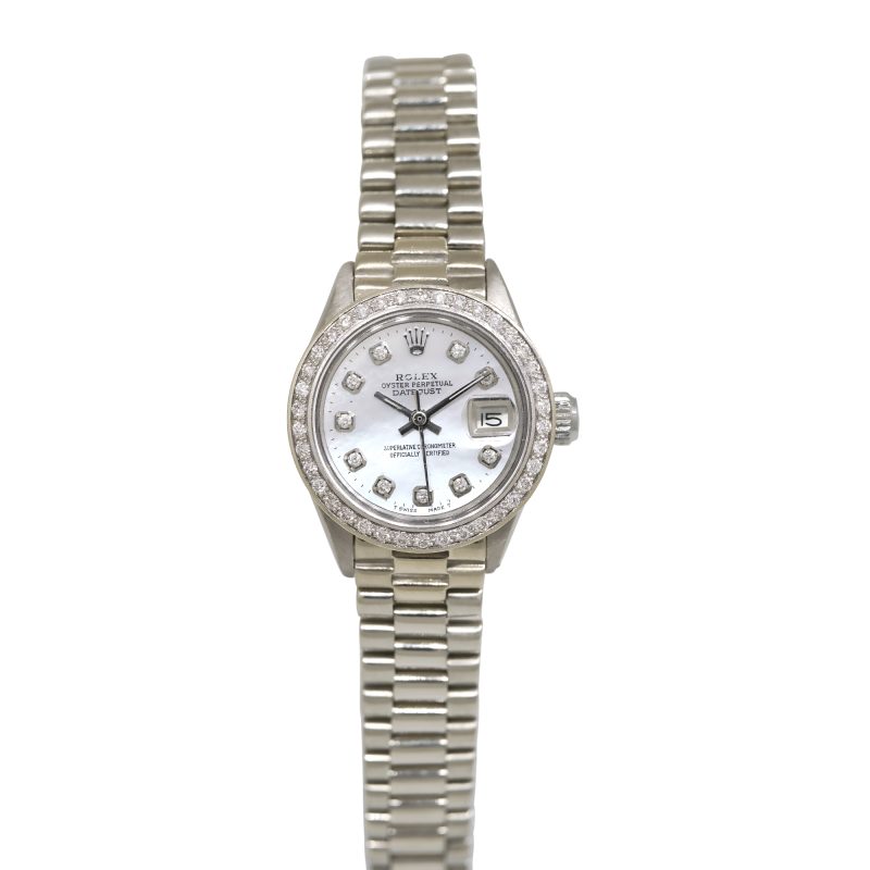 Rolex 6917 Datejust White Gold Mother of Pearl Diamond Dial Ladies Presidential Watch