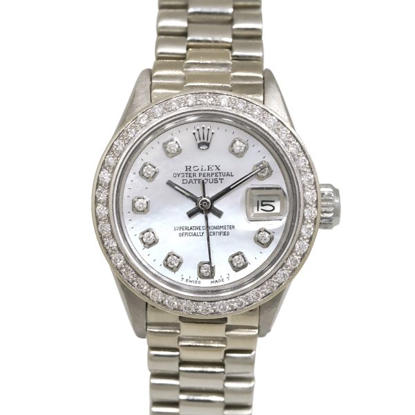 Rolex 6917 Datejust White Gold Mother of Pearl Diamond Dial Ladies Presidential Watch