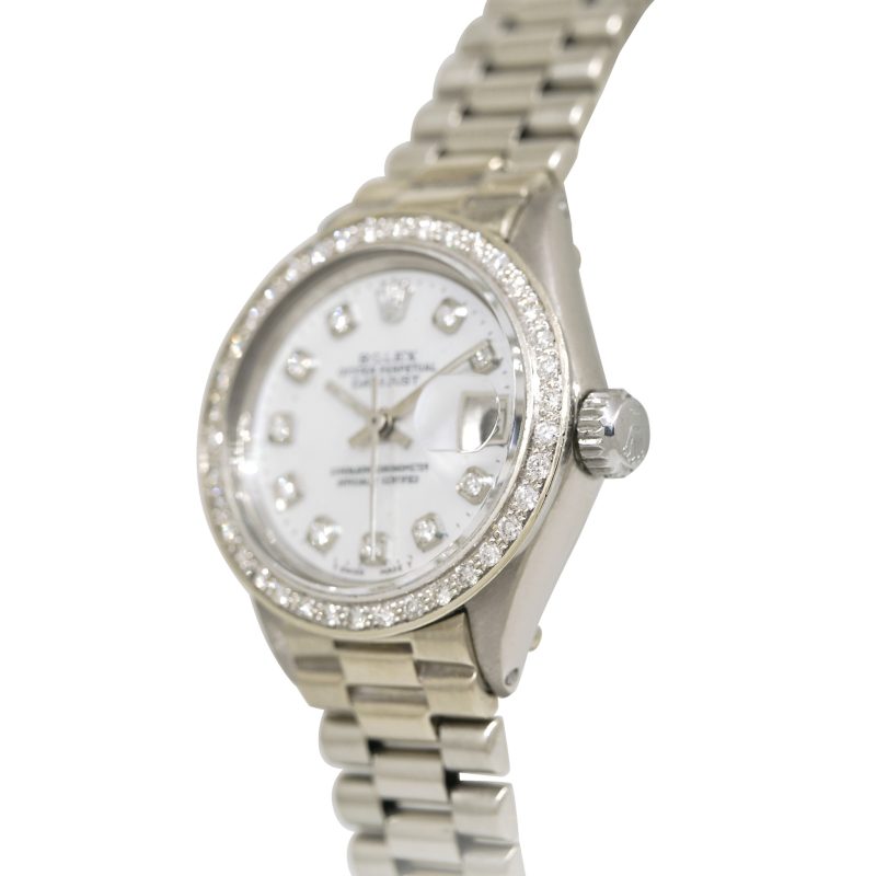 Rolex 6917 Datejust White Gold Mother of Pearl Diamond Dial Ladies Presidential Watch