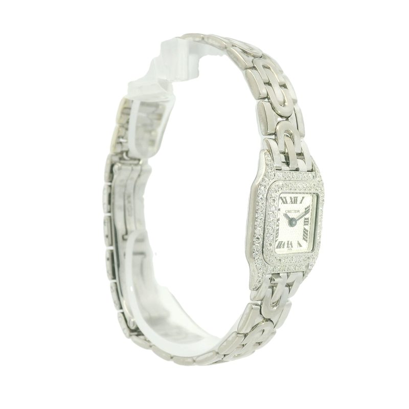 Cartier Panthère 18k White Gold Diamond Bezel Ladies Mini Model Watch