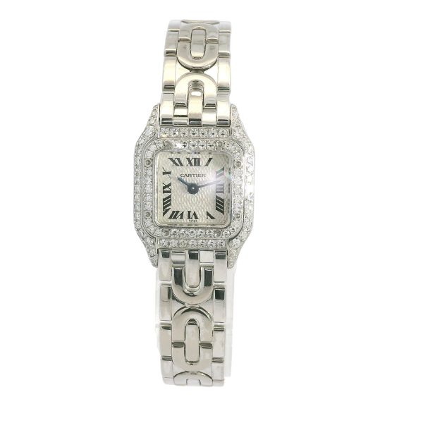 Cartier Panthère 18k White Gold Diamond Bezel Ladies Mini Model Watch