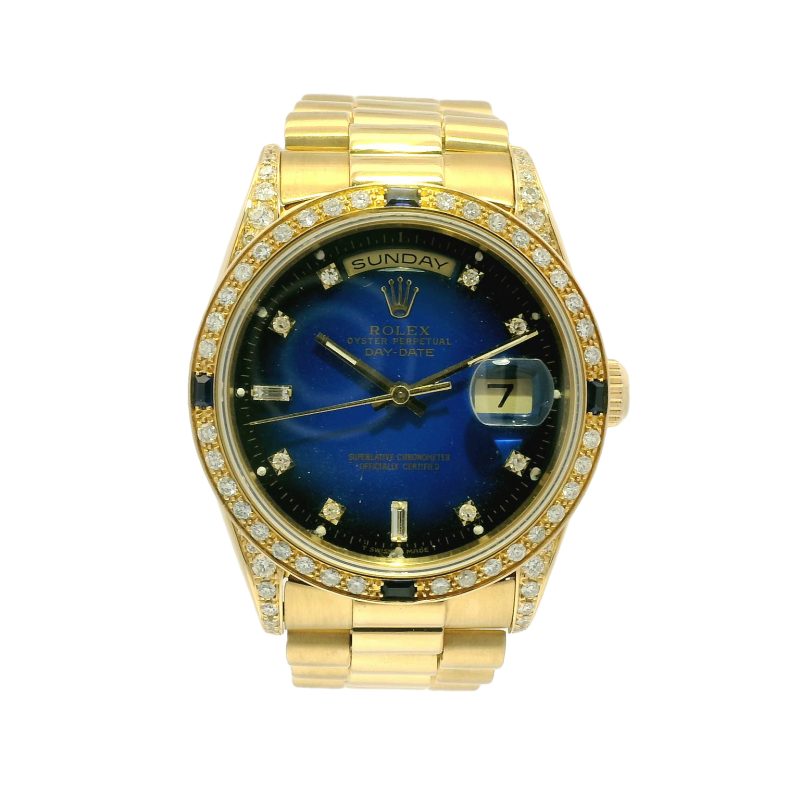 Rolex 18238 Day Date 18k Yellow Gold Blue Vignette Dial Presidential Watch