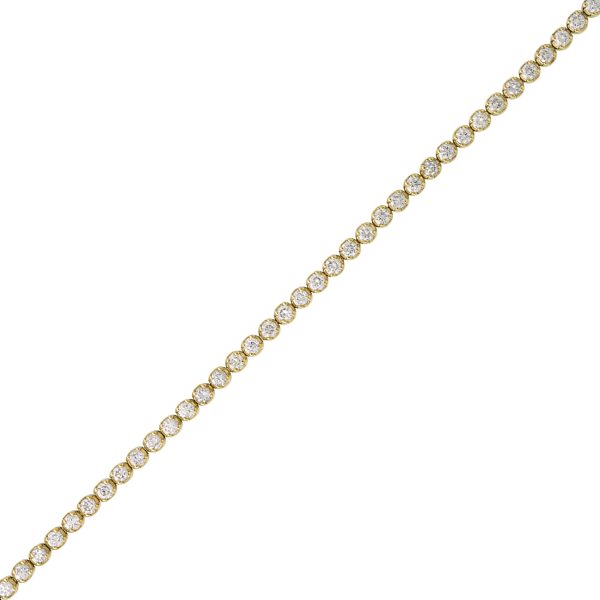 14k Yellow Gold Natural 2.5 Carat Round Brilliant Diamond Tennis Bracelet