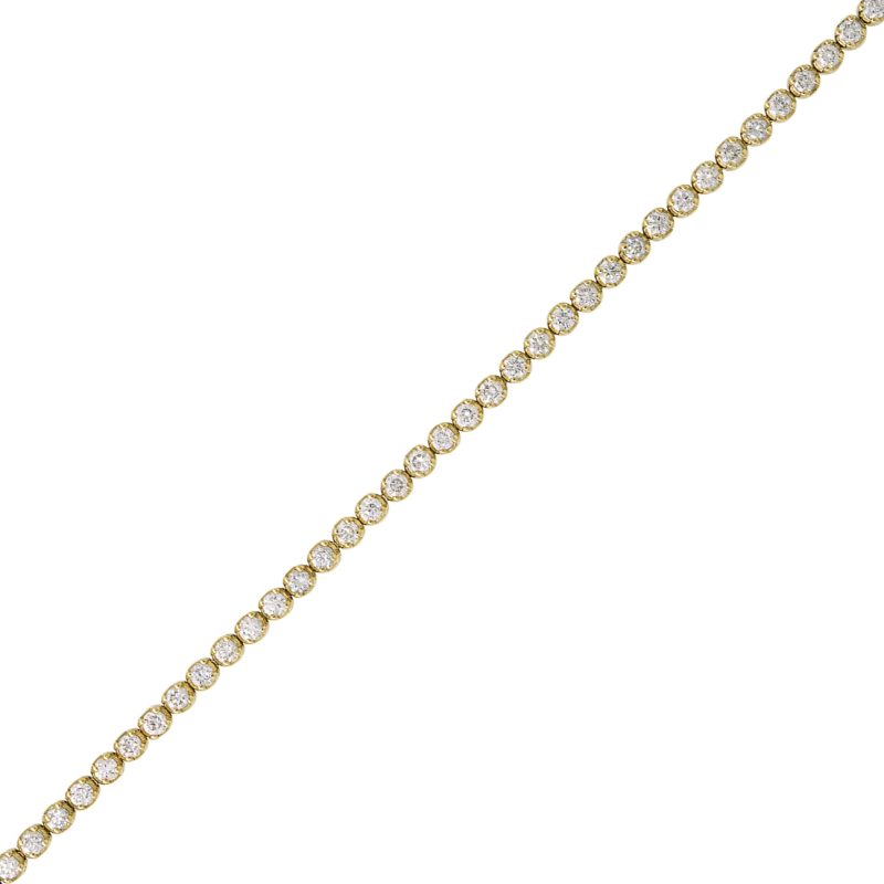 14k Yellow Gold Natural 2.5 Carat Round Brilliant Diamond Tennis Bracelet