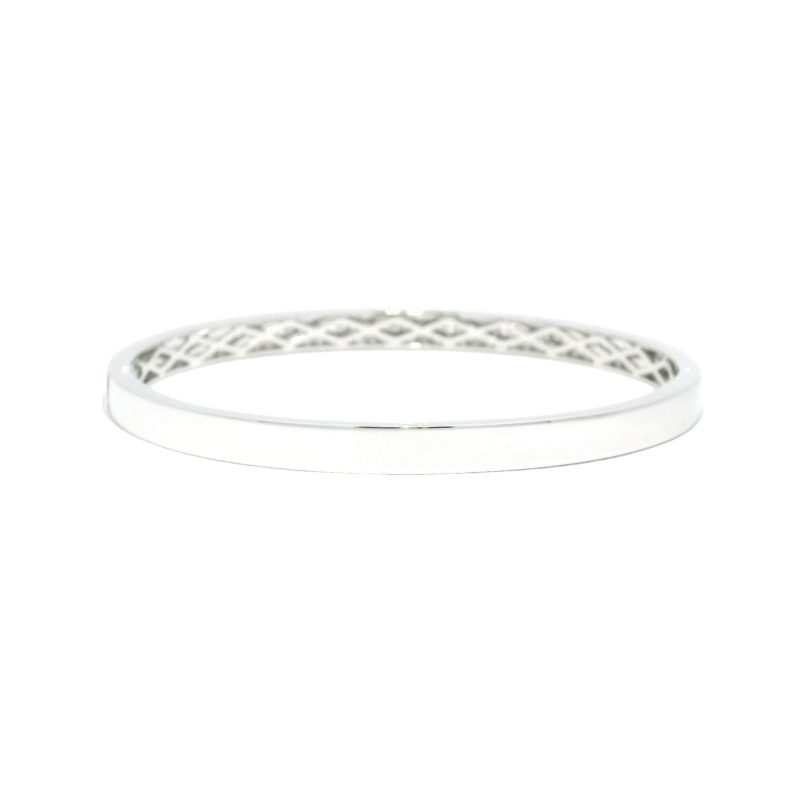 18k White Gold Natural 1.85 Carat Diamond Pave 3-Row Bangle