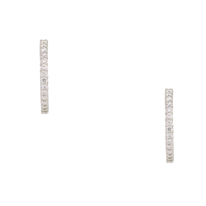 Roberto Coin 18k White Gold Natural 1.53 Carat Diamond Inside-Out Hoop Earrings