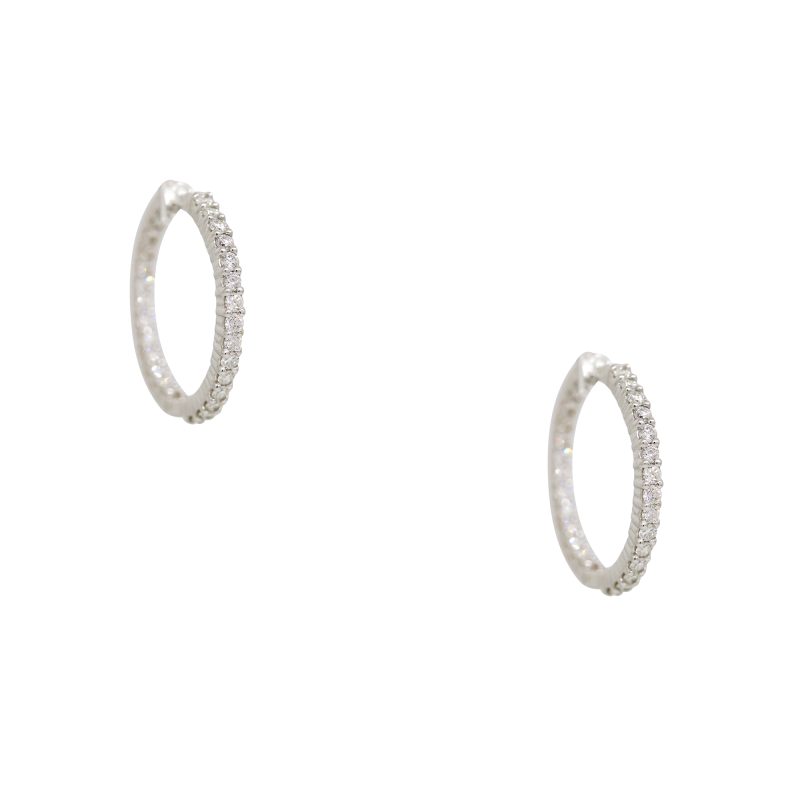 Roberto Coin 18k White Gold Natural 1.53 Carat Diamond Inside-Out Hoop Earrings