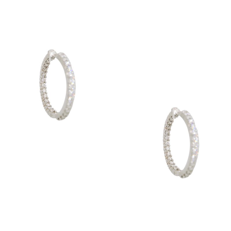 Roberto Coin 18k White Gold Natural 1.53 Carat Diamond Inside-Out Hoop Earrings