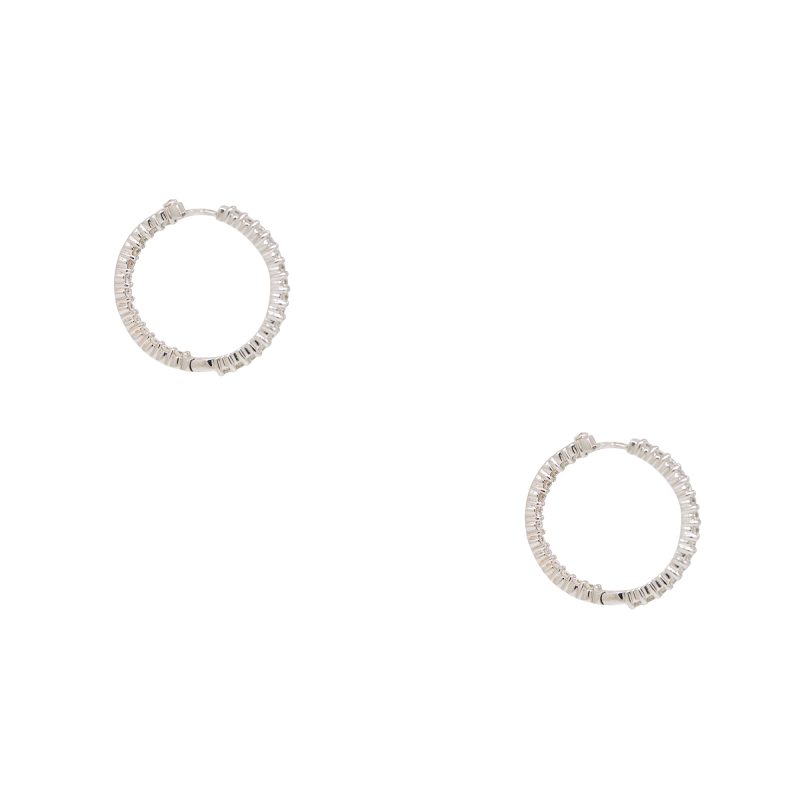 Roberto Coin 18k White Gold Natural 1.53 Carat Diamond Inside-Out Hoop Earrings