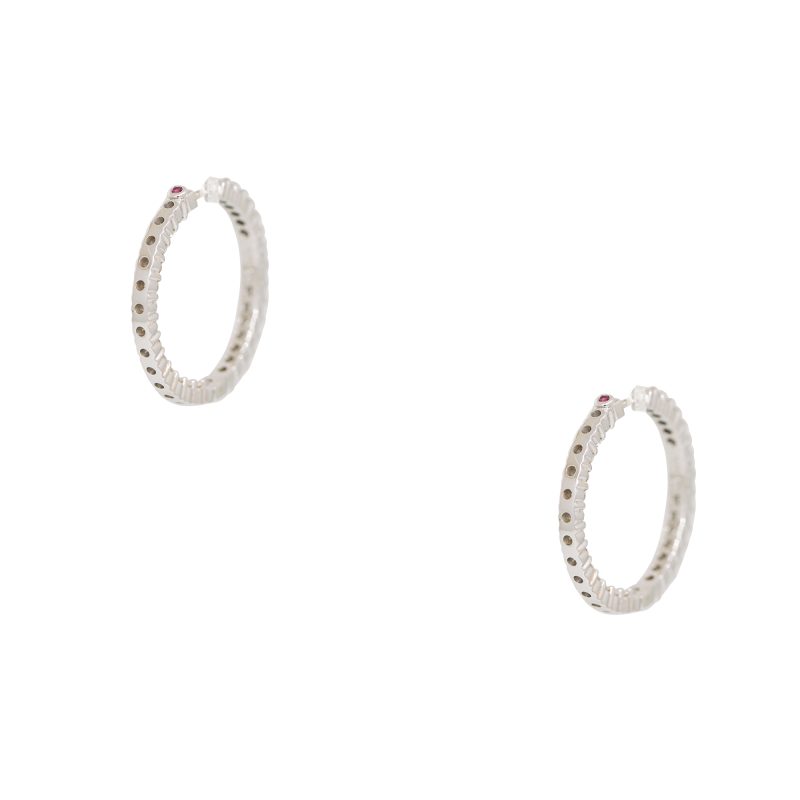 Roberto Coin 18k White Gold Natural 1.53 Carat Diamond Inside-Out Hoop Earrings