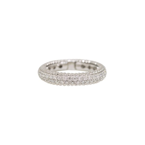 14k White Gold Natural 1.25 Carat Round Brilliant Cut Diamond Ribbed Eternity Band