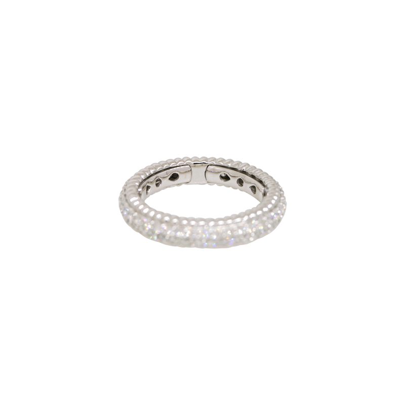 14k White Gold Natural 1.25 Carat Round Brilliant Cut Diamond Ribbed Eternity Band