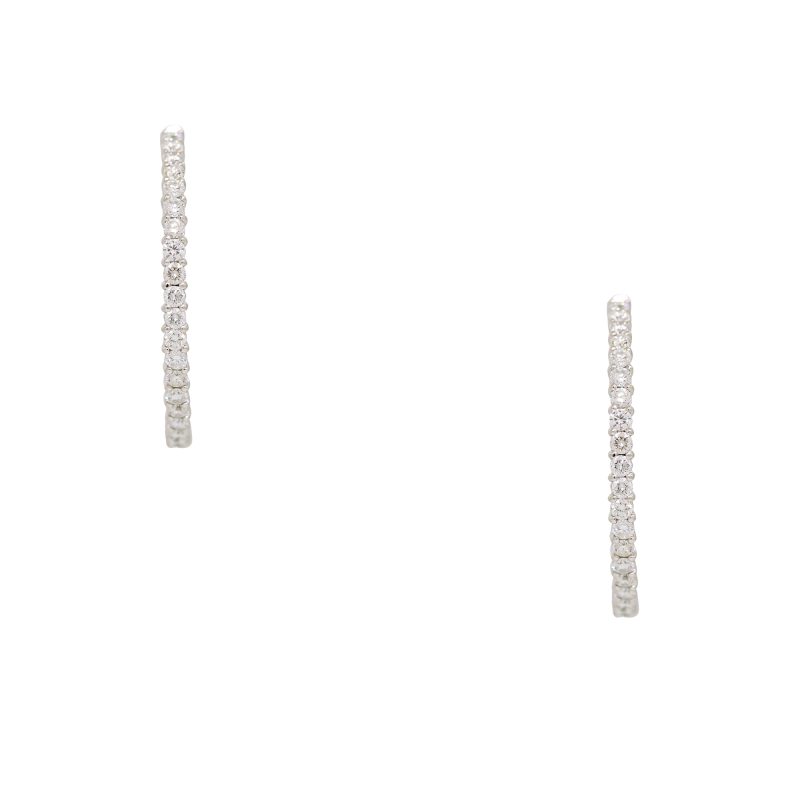 Roberto Coin 18k White Gold Natural 3.43 Carat Diamond Inside-Out Hoop Earrings