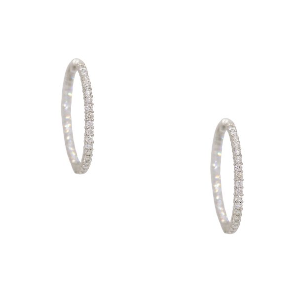 Roberto Coin 18k White Gold Natural 3.43 Carat Diamond Inside-Out Hoop Earrings