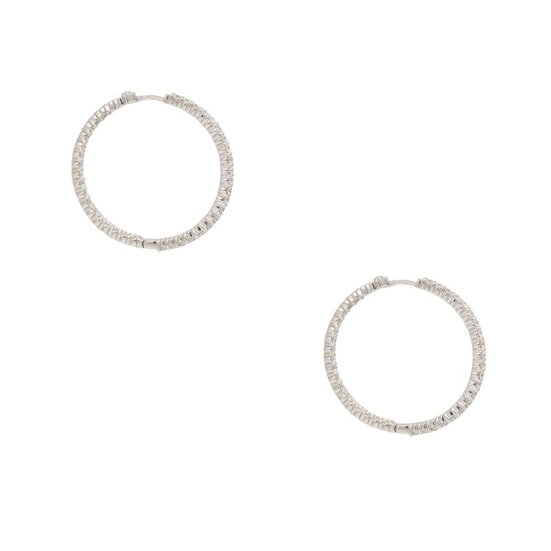 Roberto Coin 18k White Gold Natural 3.43 Carat Diamond Inside-Out Hoop Earrings