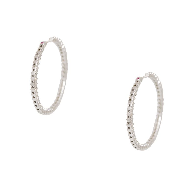 Roberto Coin 18k White Gold Natural 3.43 Carat Diamond Inside-Out Hoop Earrings