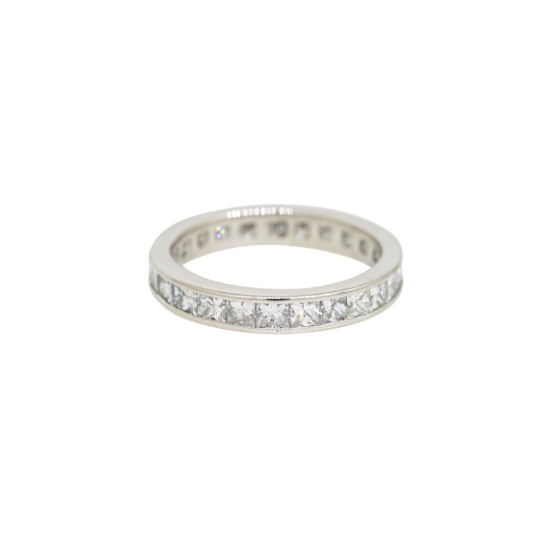 14k White Gold Natural 2.10 Carat Princess Cut Diamond Eternity Band