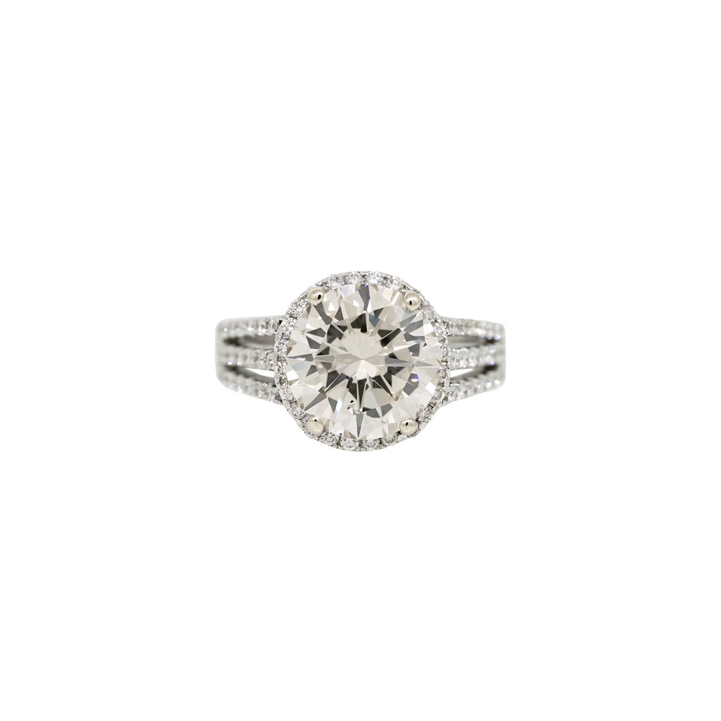 GIA 18k White Gold Natural 4.49 Carat Round Brilliant Diamond Engagement Ring
