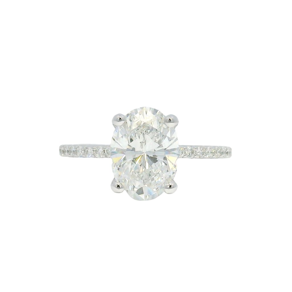 GIA 14k White Gold Natural 2.21 Carat Oval-Cut Diamond Engagement Ring