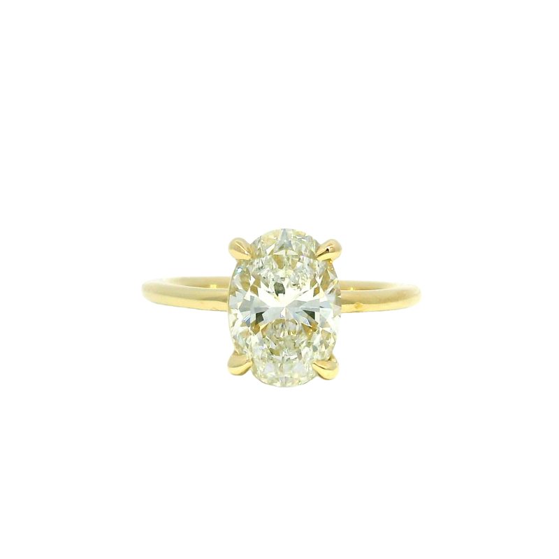 GIA 18k Yellow Gold Natural 2.00 Carat Oval Cut Diamond Engagement Ring