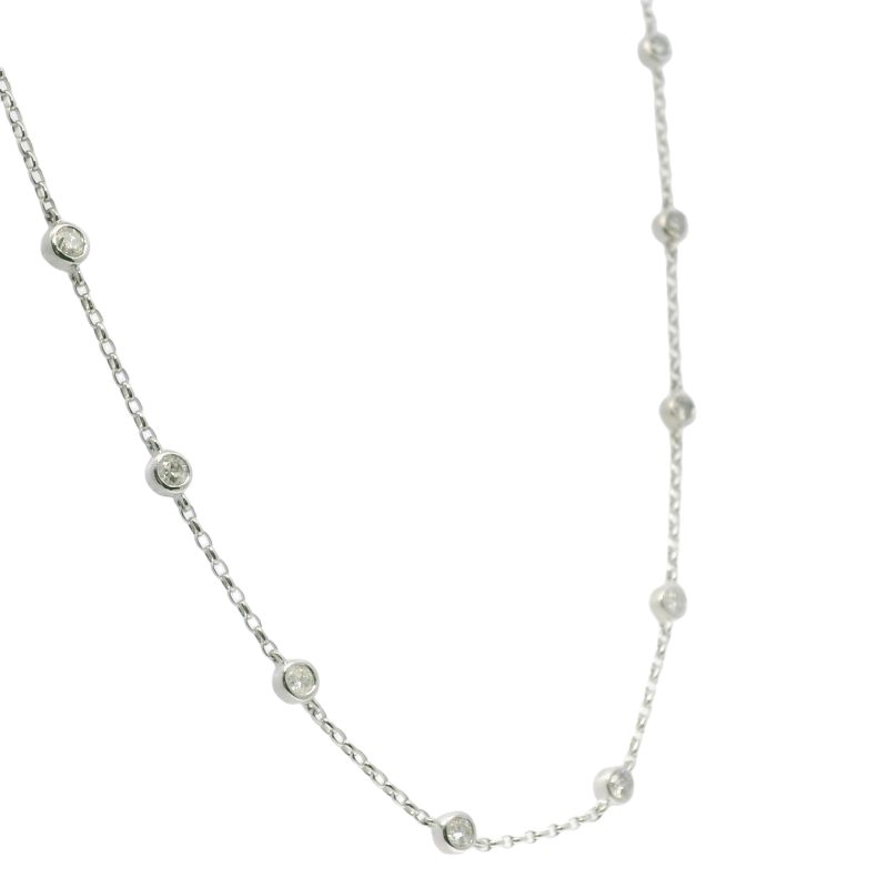 Platinum Natural 1.50 Carat Round Brilliant Cut Diamonds By The Yard Necklace