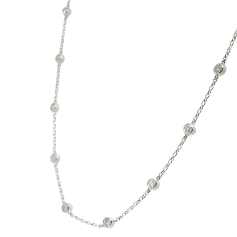 Platinum Natural 1.50 Carat Round Brilliant Cut Diamonds By The Yard Necklace