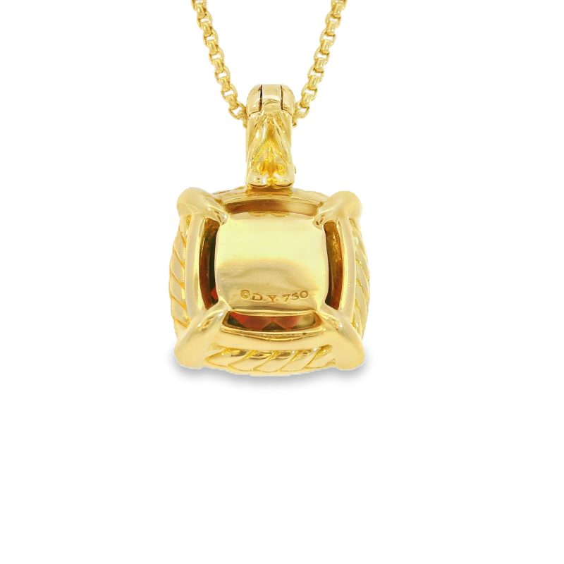 David Yurman 18k Yellow Gold Garnet Chatelaine & Pave Diamond Pendant Necklace