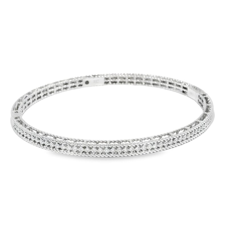 Roberto Coin 18k White Gold Symphony Princess Diamond Hinged Bracelet