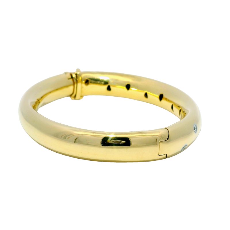 Tiffany & Co. 18k Yellow Gold Scattered Diamond Hinged Solid Bracelet