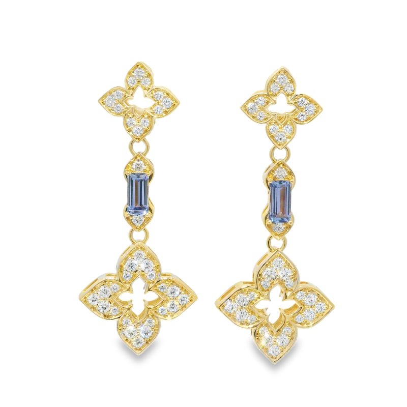 Roberto Coin 18k Rose Gold Venetian Princess Carnival Diamond & Tanzanite Earrings