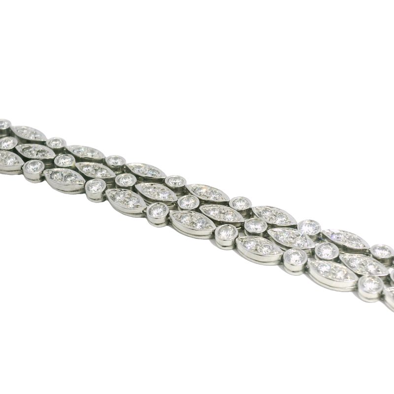 Tiffany & Co. Platinum Natural 4.5 Carat Diamond Swing 3-Row Bracelet