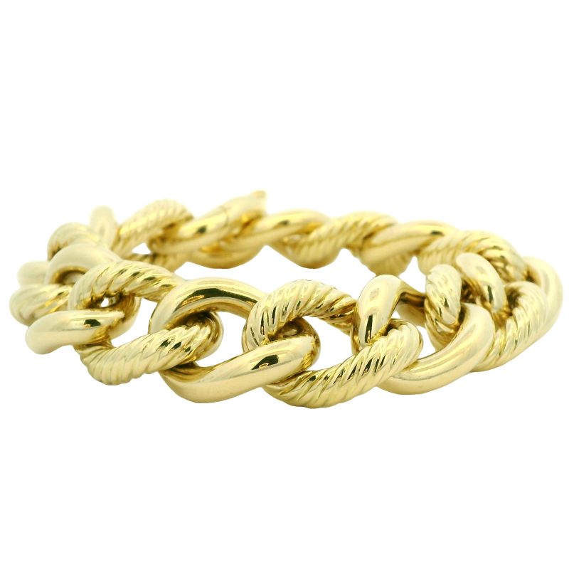 David Yurman 18k Yellow Gold Large Ribbed Oval-Link Bracelet