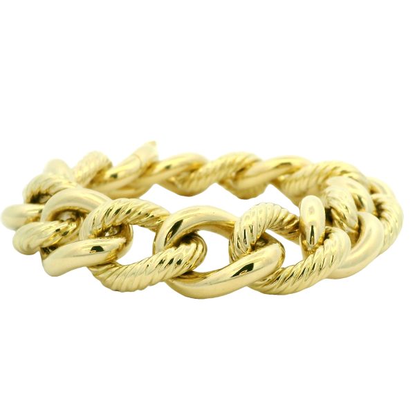 David Yurman 18k Yellow Gold Large Ribbed Oval-Link Bracelet