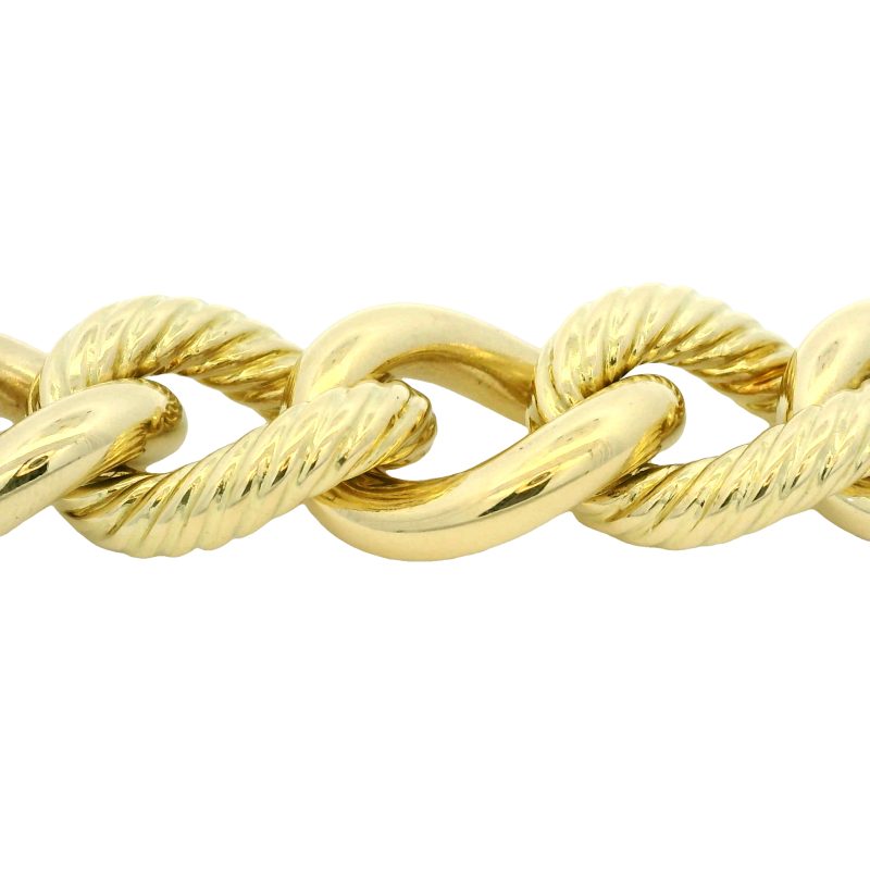 David Yurman 18k Yellow Gold Large Ribbed Oval-Link Bracelet