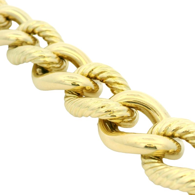 David Yurman 18k Yellow Gold Large Ribbed Oval-Link Bracelet