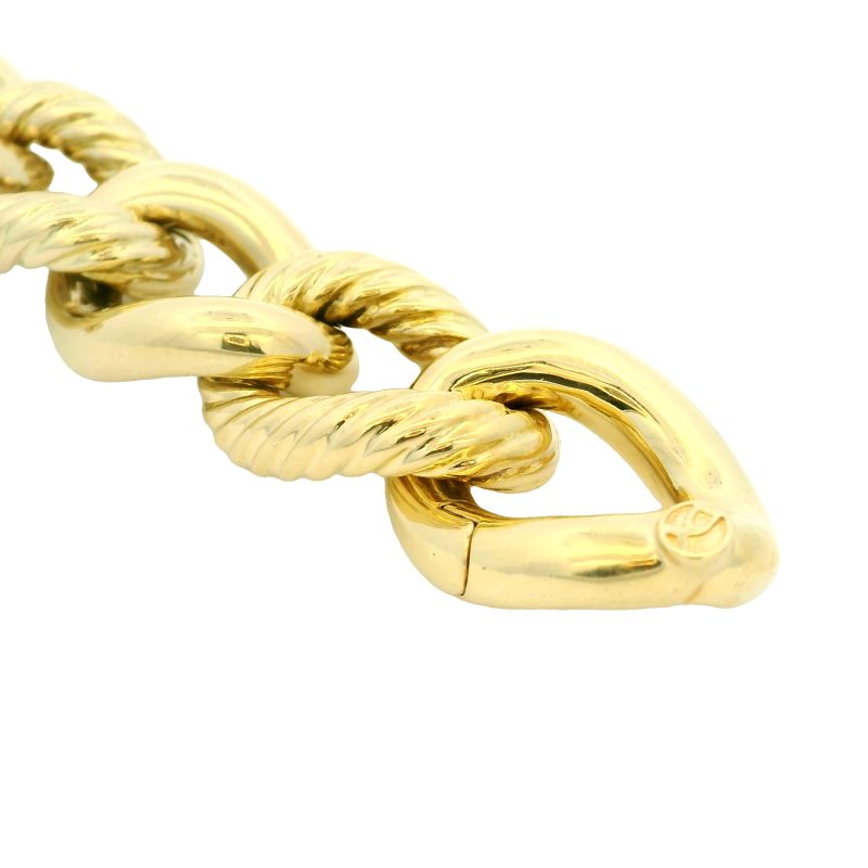 David Yurman 18k Yellow Gold Large Ribbed Oval-Link Bracelet