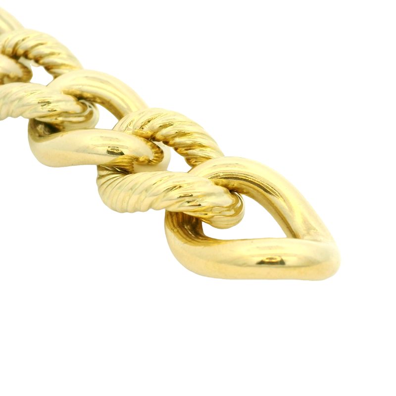 David Yurman 18k Yellow Gold Large Ribbed Oval-Link Bracelet