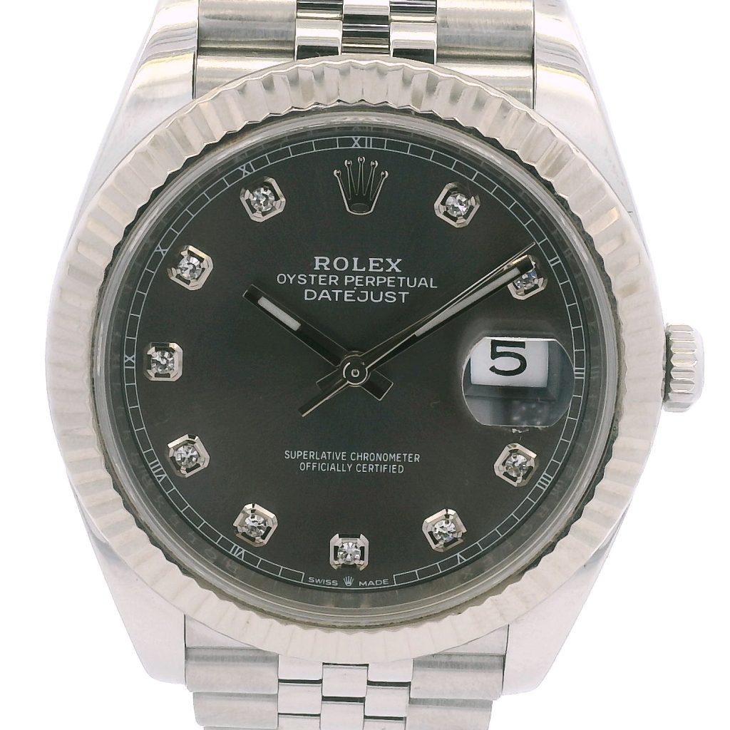 Rolex 126334 Datejust Stainless Steel Rhodium Diamond Dial 41mm Watch