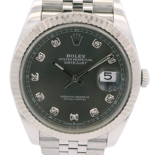 Rolex 126334 Datejust Stainless Steel Rhodium Diamond Dial 41mm Watch