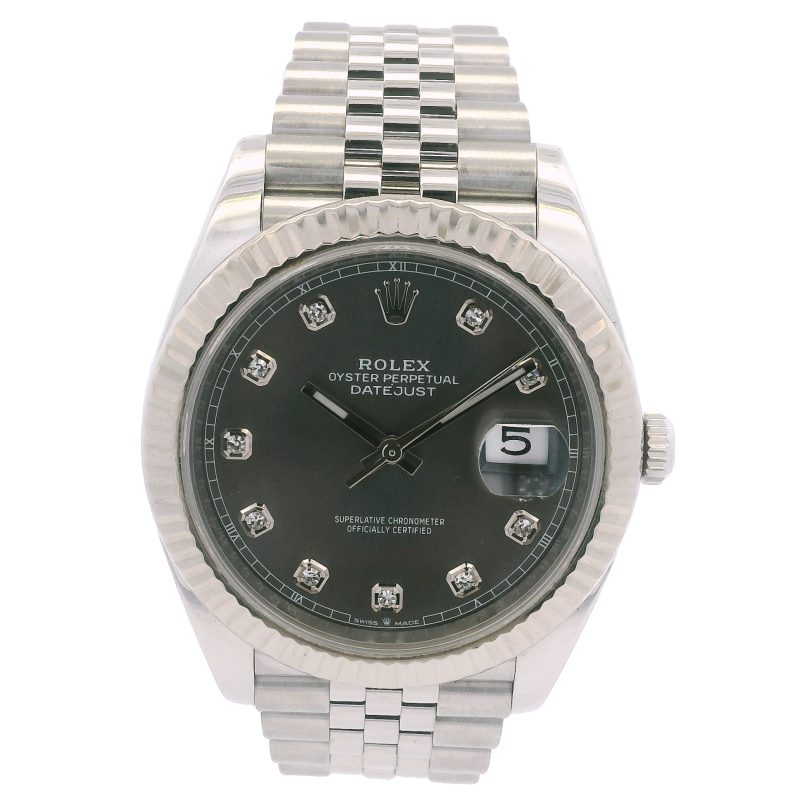 Rolex 126334 Datejust Stainless Steel Rhodium Diamond Dial 41mm Watch