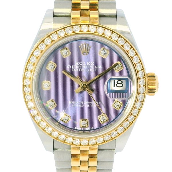 Rolex 279383RBR Datejust Two-Tone Lavender Tapestry Dial Diamond Bezel Watch