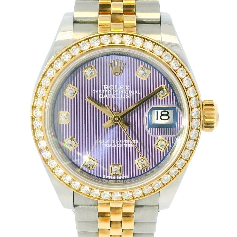Rolex 279383RBR Datejust Two-Tone Lavender Tapestry Dial Diamond Bezel Watch