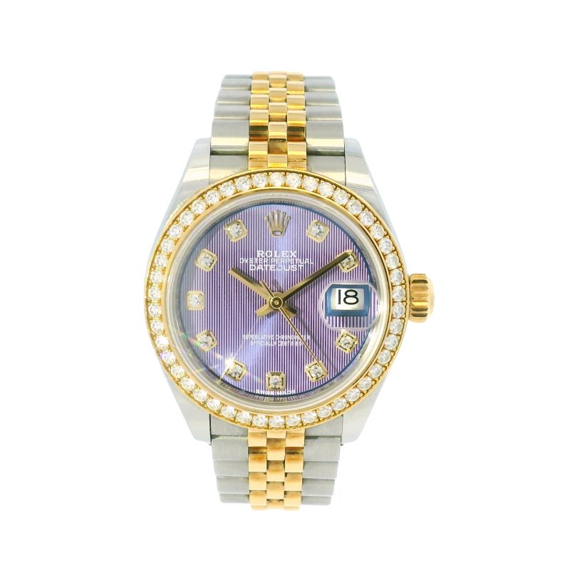 Rolex 279383RBR Datejust Two-Tone Lavender Tapestry Dial Diamond Bezel Watch