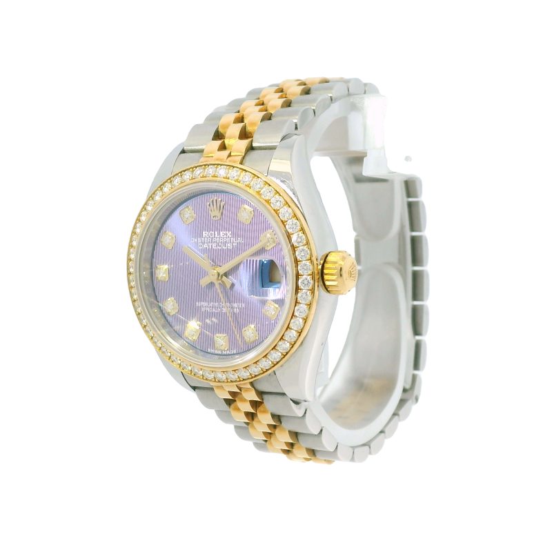 Rolex 279383RBR Datejust Two-Tone Lavender Tapestry Dial Diamond Bezel Watch