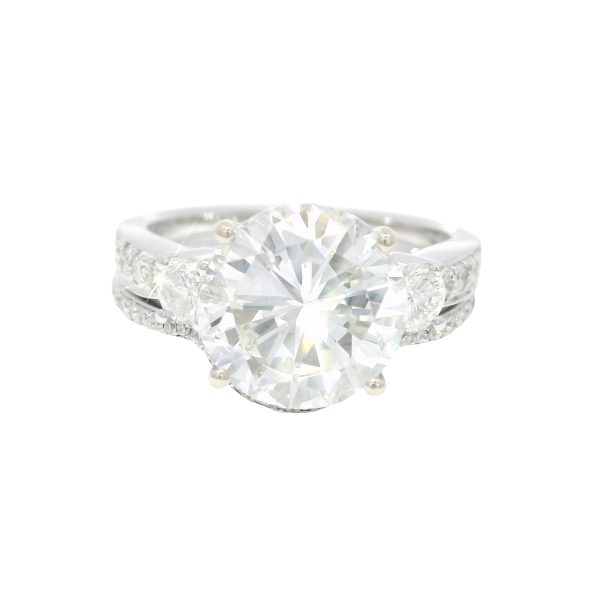 GIA 18k White Gold Natural 3.51 Carat Round Brilliant Diamond Engagement Ring