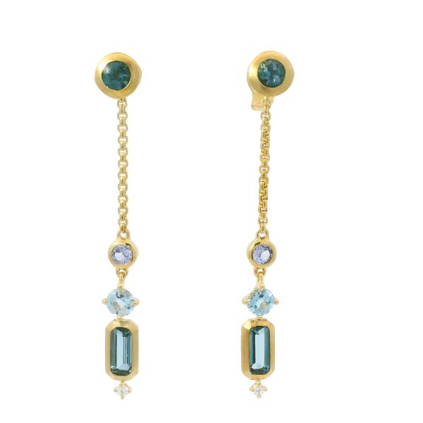 David Yurman 18k Yellow Gold Novella Gemstone & Diamond Drop Earrings