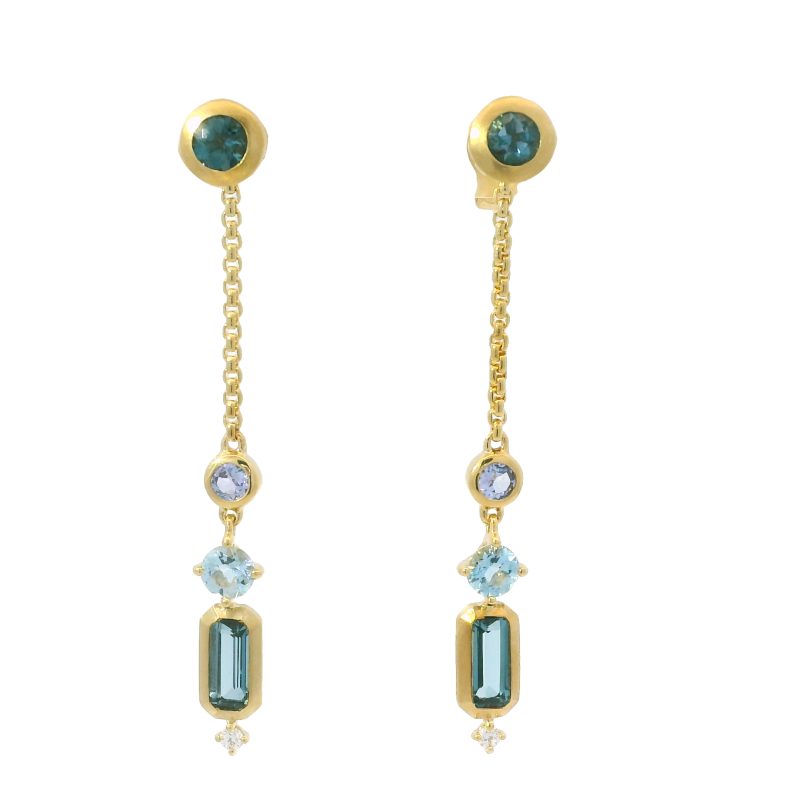 David Yurman 18k Yellow Gold Novella Gemstone & Diamond Drop Earrings