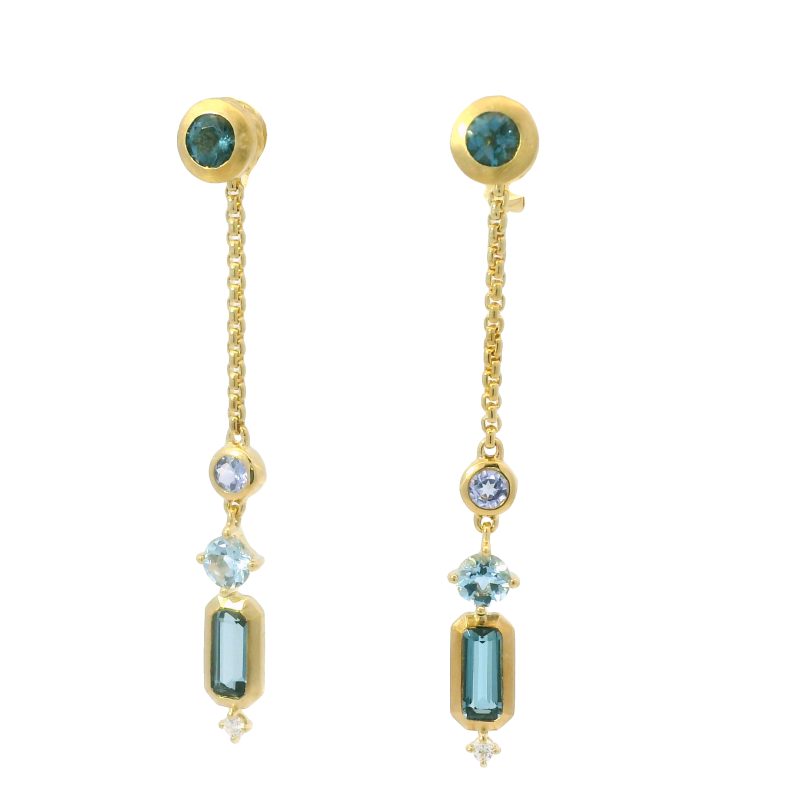 David Yurman 18k Yellow Gold Novella Gemstone & Diamond Drop Earrings